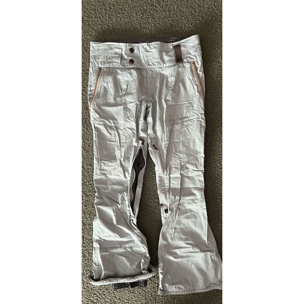 Holden Woman’s Ski Snowboard Pants Grey Leather Trim Medium